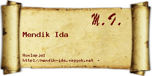 Mendik Ida névjegykártya